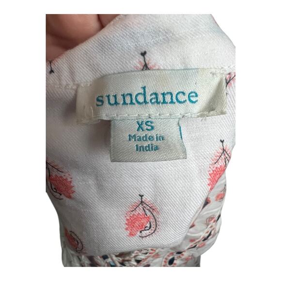 Sundance Catalog Embroidered Floral Blouse White/Pink Women's XS Boho Summer - Picture 7 of 8